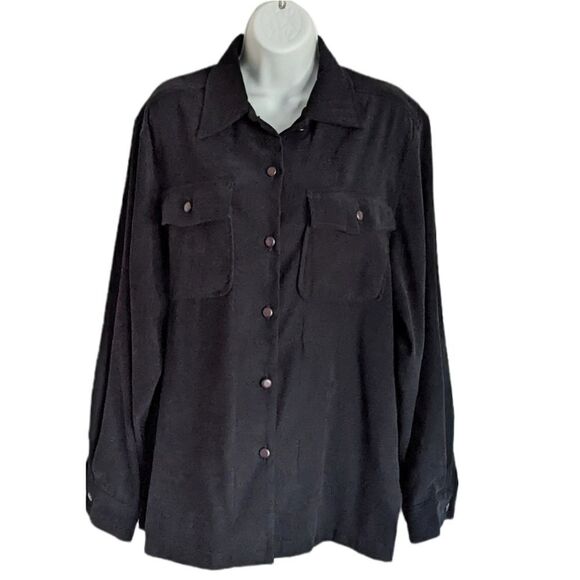 Vintage Black Shacket Suede XL @O - Picture 1 of 6